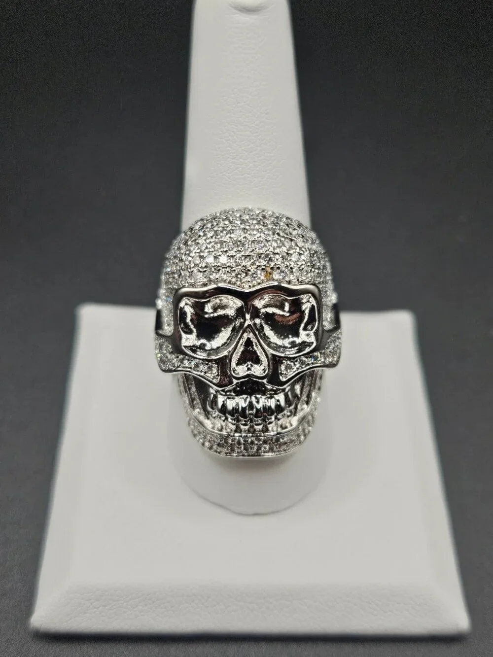 3.86ctw Moissanite VVS1 D Skull Ring Size 10